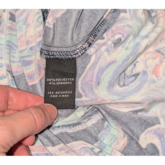 MSK Dress 2X Women's Blue Paisley Short Sleeve Jersey Tshirt Scoop Neck Casual - Picture 5 of 5